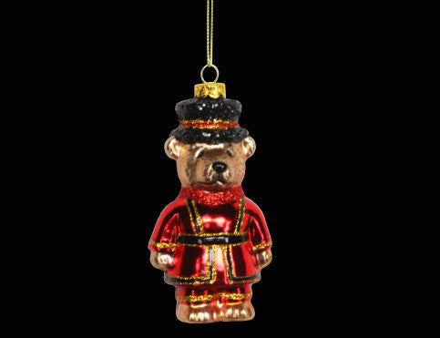 Glass Beefeater Teddy Christmas Tree Decoration