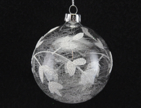 Silver Leaf Clear Glass Bauble