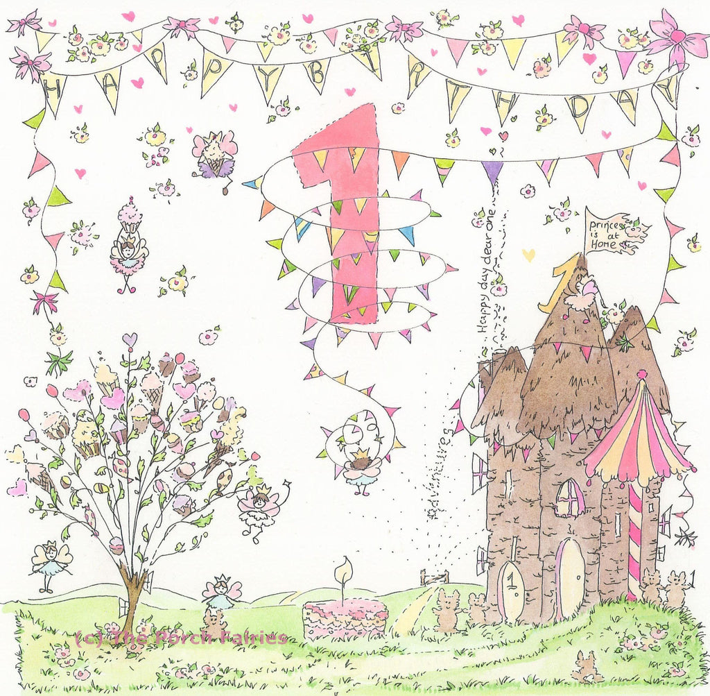 The Porch Fairies Birthday Card - Girl's Age 1