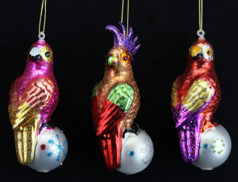 Painted Glass Parrot Christmas Tree Decoration
