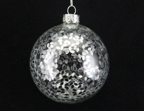 Silver Confetti Glass Bauble