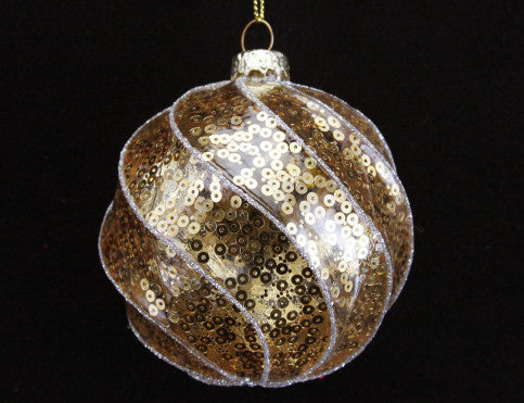 Gold Sequin Glass Bauble