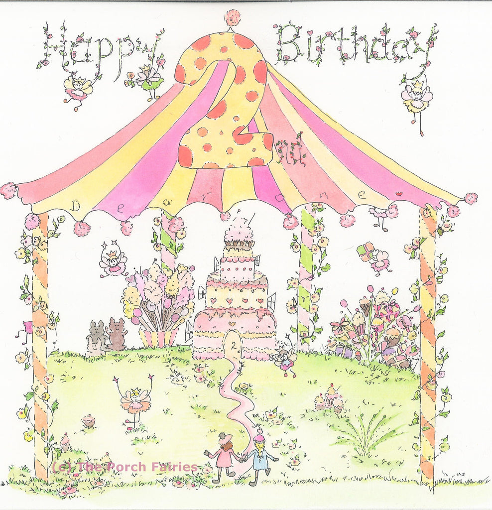The Porch Fairies Birthday Card - Girl's Age 2