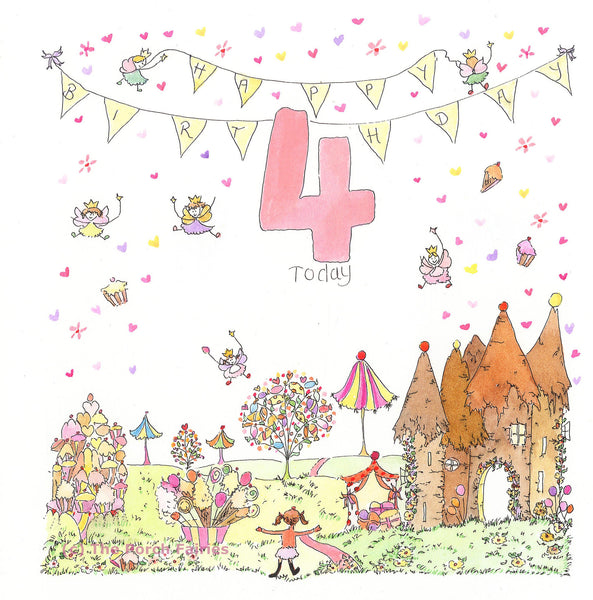 The Porch Fairies Birthday Card - Girl's Age 4