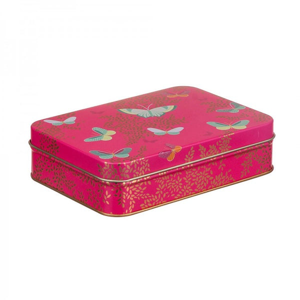 Sara Miller Pink Butterfly Small Rectangular Tin