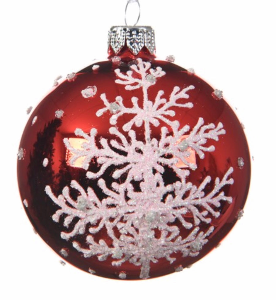 Christmas Red & White Glitter Bauble