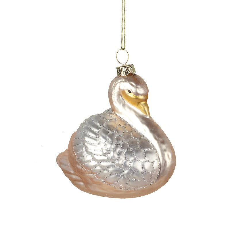 Glass Swan With Gold Detail Swan Hanging Decoration
