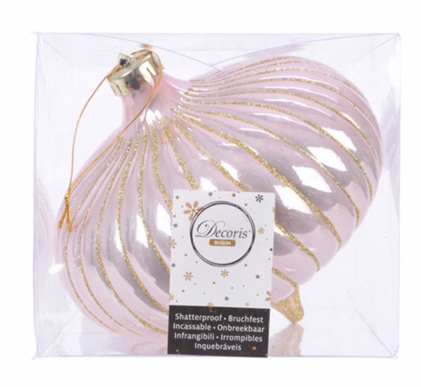 Large Plush Pink & Gold Glitter Onion Bauble - Boxed