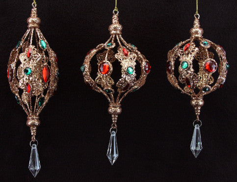 Jewelled Copper Christmas Tree Decoration
