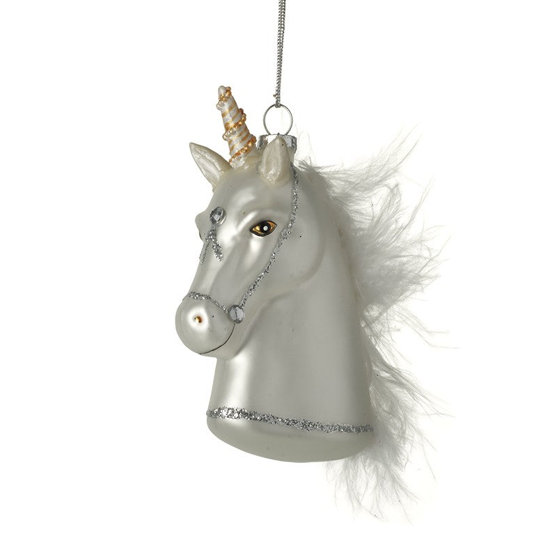 Glass Unicorn Head Hanging Decoration