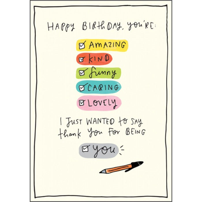 The Happy News Birthday Card - Thank You For Being You