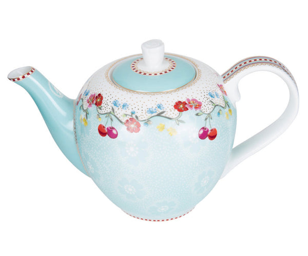 Pip Studio Floral Cherry Teapot - Blue
