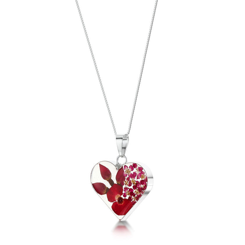 Shrieking Violet Bohemia Poppy/Rose Pendant Necklace - Medium Heart