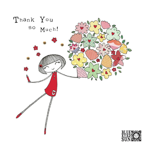 Doodle Girl Card - Thank You