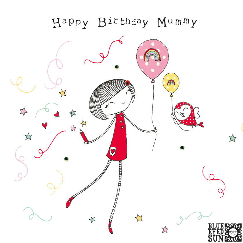 Doodle Girl Card - Happy Birthday Mummy