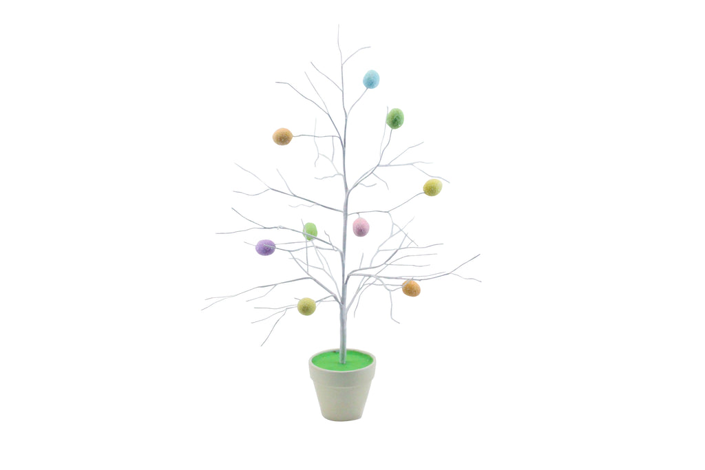 Gisela Graham Potted White Twig Tree With Eggs