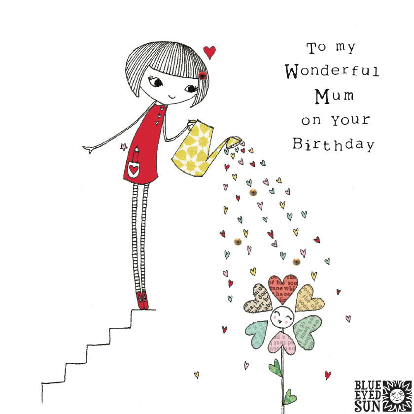 Doodle Girl Card - Mum Birthday