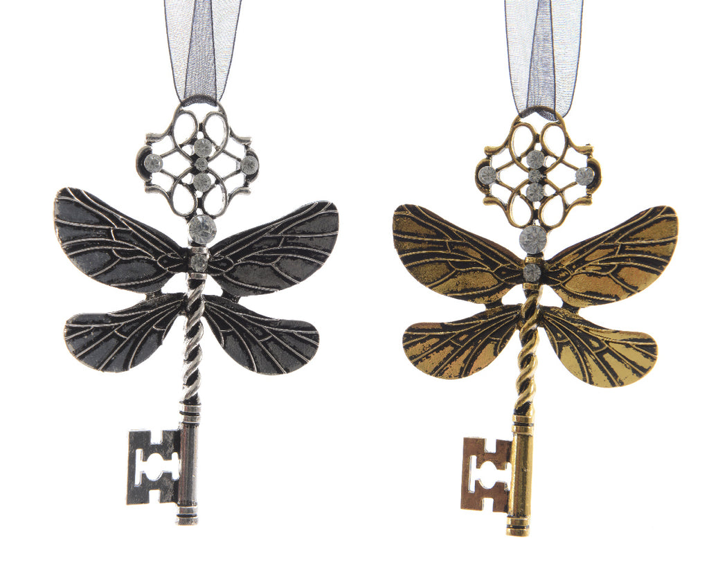 Dragonfly Key Christmas Tree Decoration - Silver/Gold