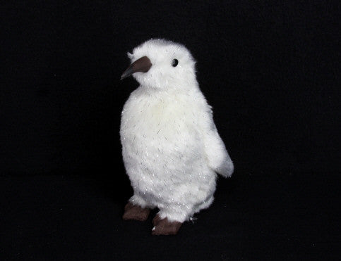 Small White Faux Fur Penguin Christmas Ornament