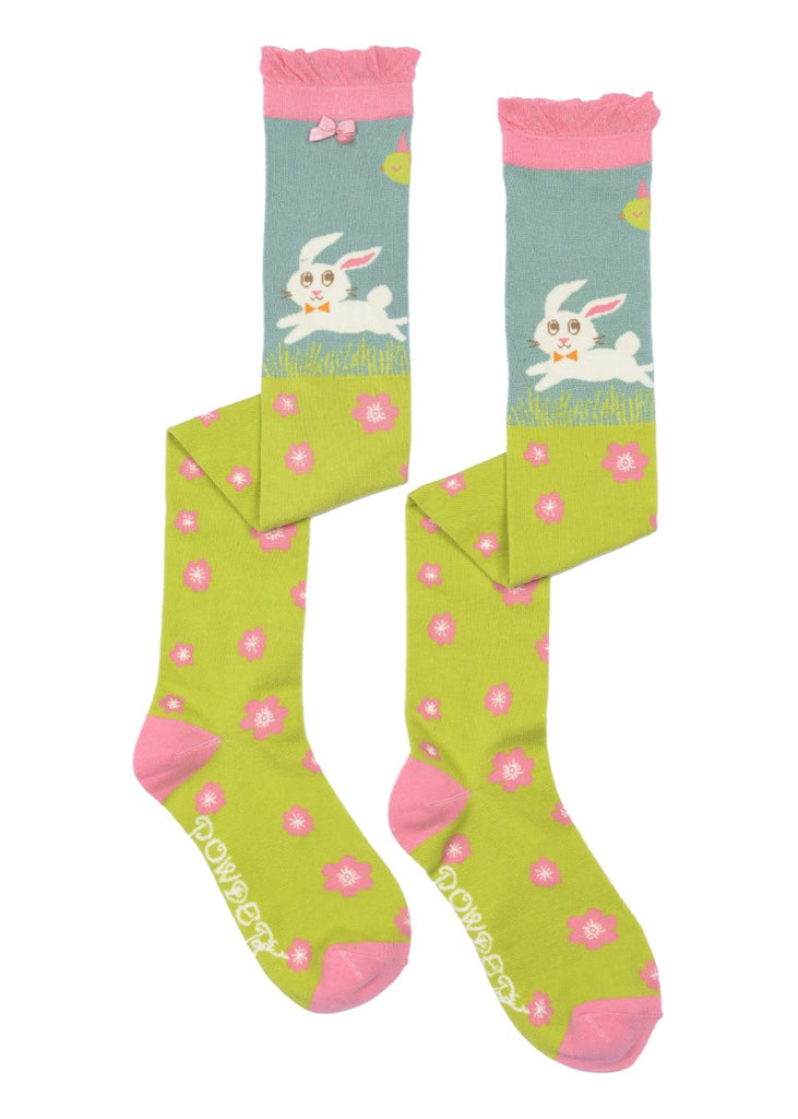 Powder Leaping Bunny Long Socks