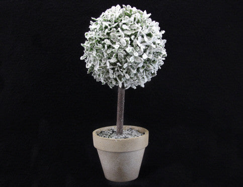 Snowy Topiary Tree in Pot Christmas Ornament