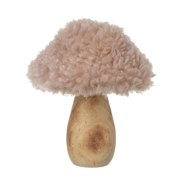 Pink Fluffy Wooden Standing Mushroom