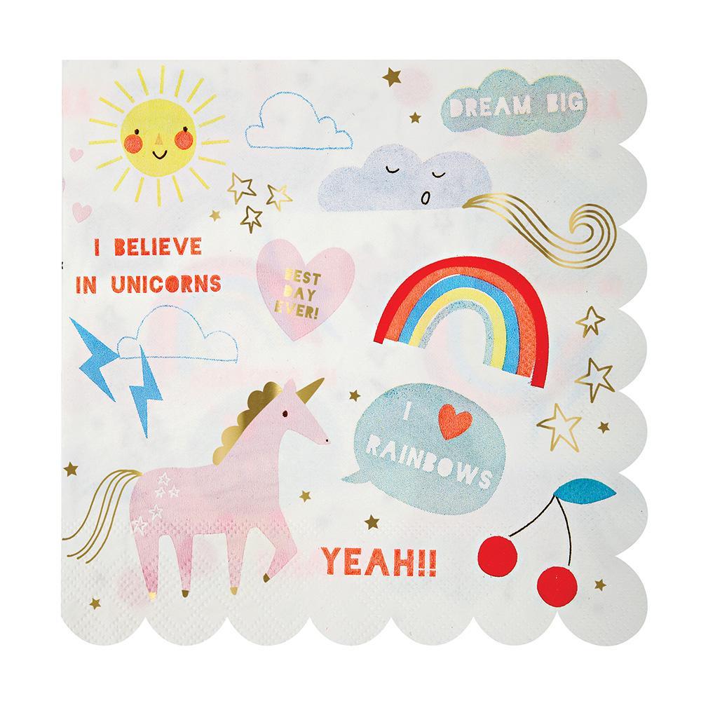 Meri Meri Rainbow & Unicorn Paper Napkins