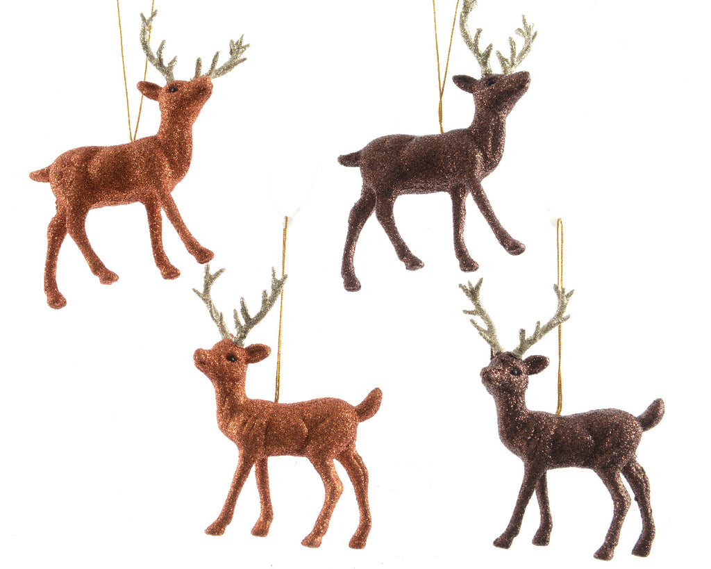 Glitter Deer Tree Decoration - Copper/Brown
