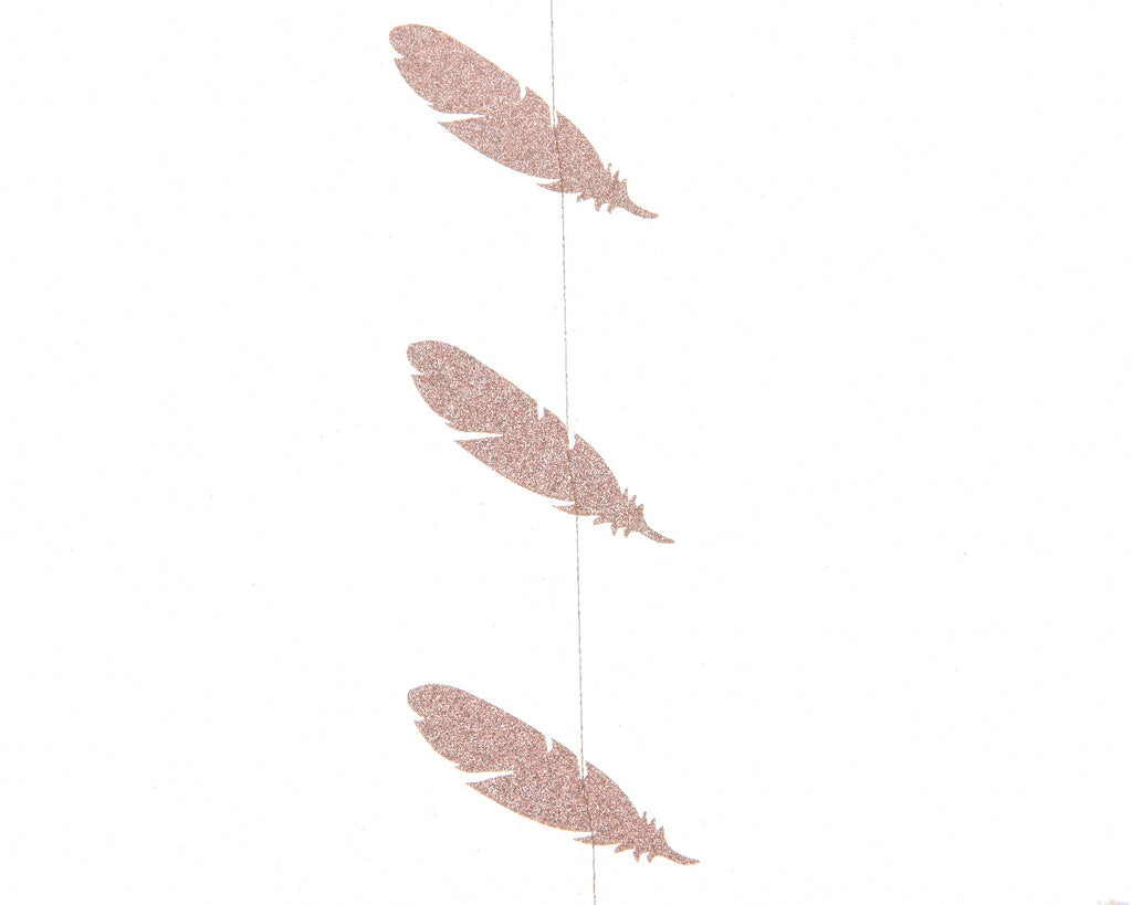 Rose Gold Glitter Feather Garland