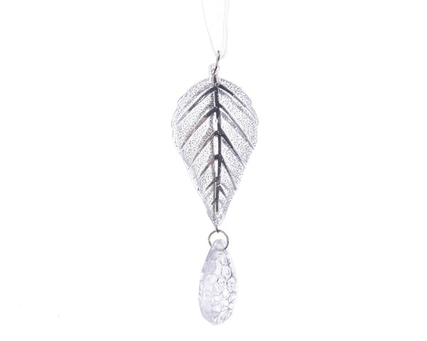 Set of 2 Acrylic Clear Leaf Christmas Tree Decorations