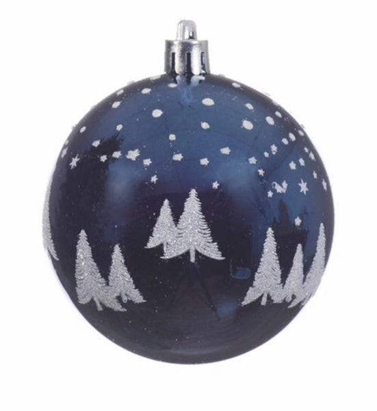 Night Blue With Glitter Trees Bauble