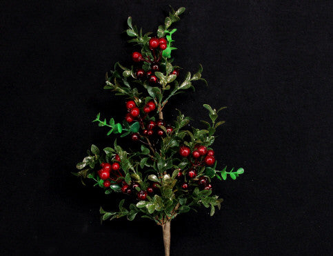 Gold Leaf & Red Berry Christmas Branch
