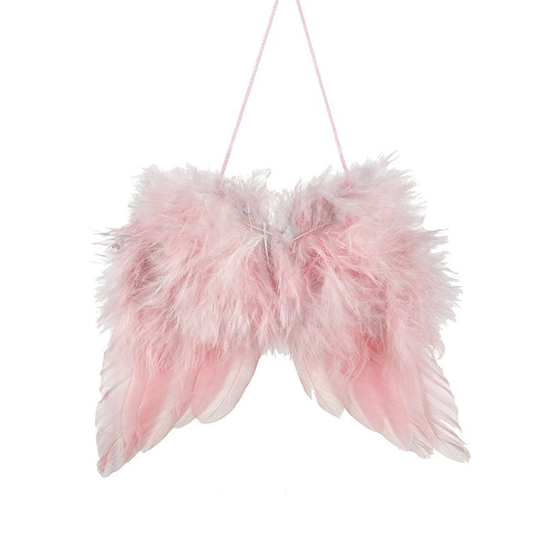 Pink Feather Hanging Wings - Small