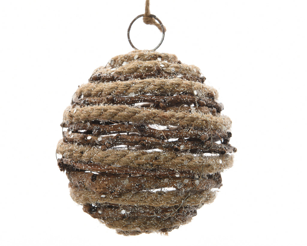 Large Rattan Bauble with Glitter