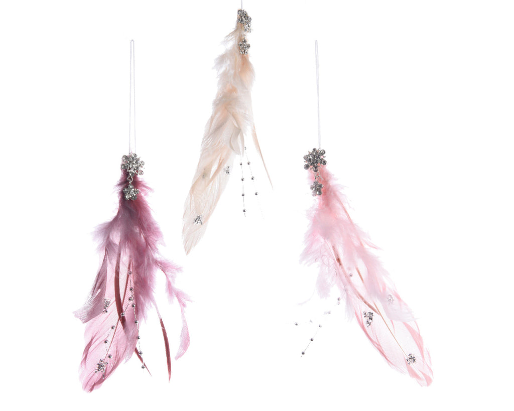 Pink Feather Tassel Christmas Tree Decoration