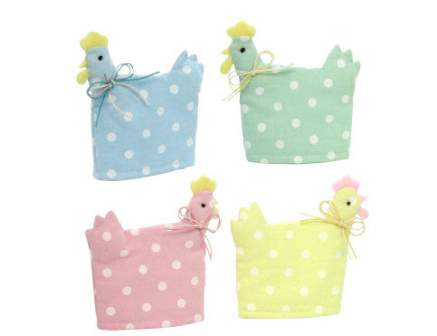 Gisela Graham Polka Dot Hen Egg Cosy - Blue / Green / Pink / Yellow