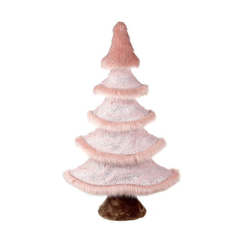 Pink Plush & Shimmer Fabric Standing Tree