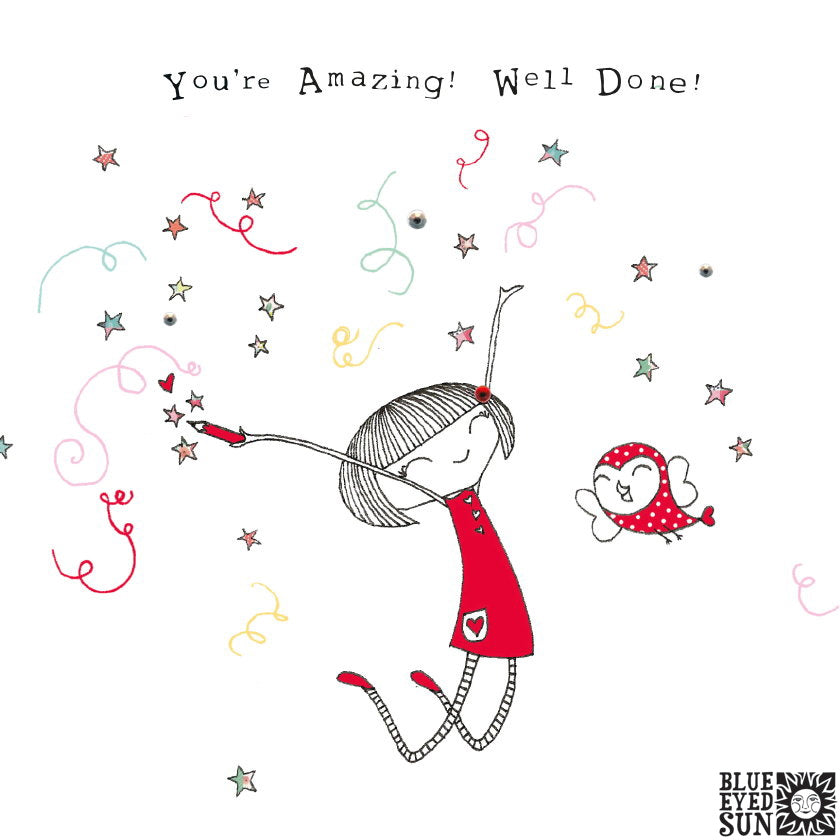Doodle Girl Card - Well Done