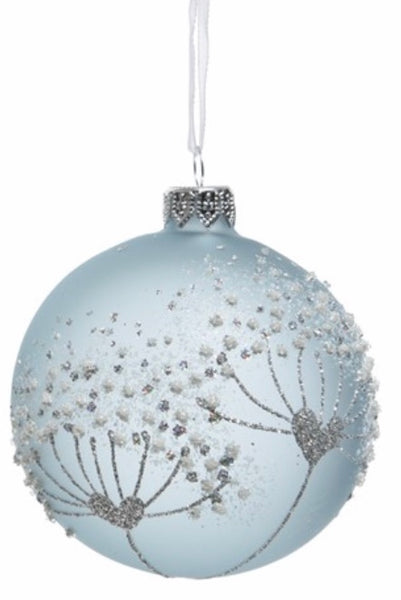 Blue Mist & Glitter Flower Bauble