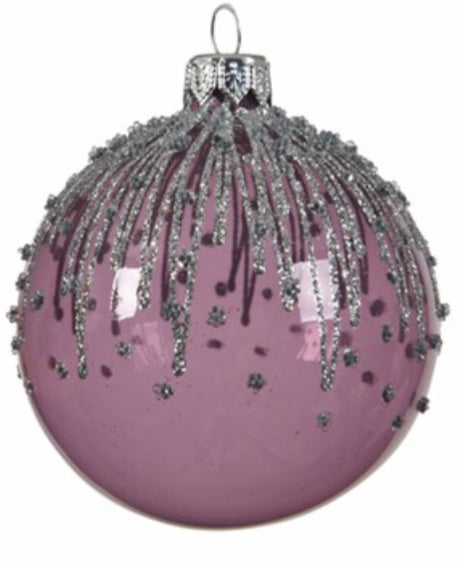 Cloudy Lilac & Glitter Lines Bauble