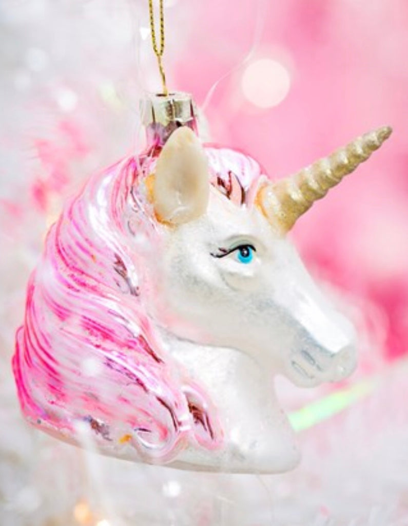 Pink Shimmer Unicorn Head Hanging Decoration