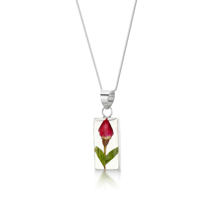 Shrieking Violet Rose Pendant Necklace - Rectangle