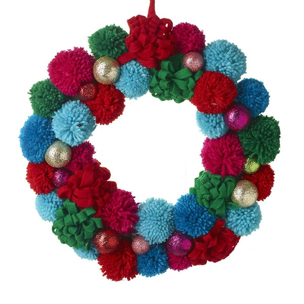 Bright Pom Pom Wreath