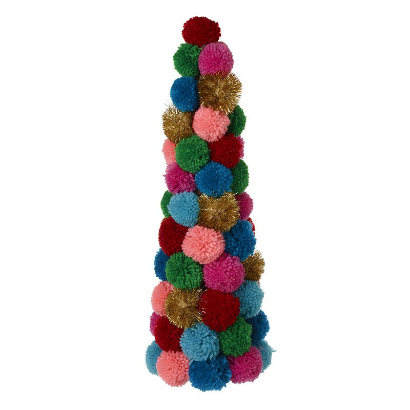Festive Bright Pom Pom Tree Cone
