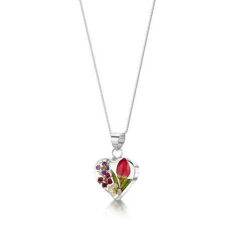 Shrieking Violet Floral Pendant Necklace - Small Heart