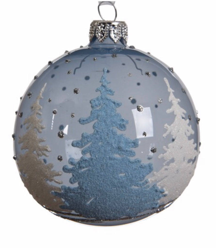 Steel Blue Tree Scene Bauble