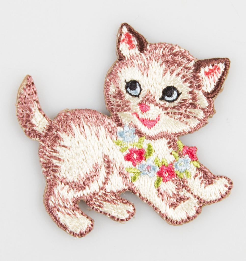 Sass & Belle Embroidered Applique Iron On - Flower Retro Kitten