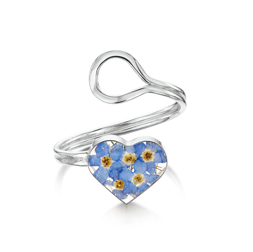 Shrieking Violet Forget-Me-Not Adjustable Heart Ring