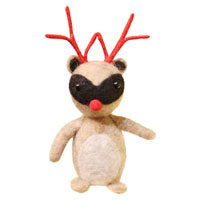 Wool Mix Raccoon With Antlers Decoration