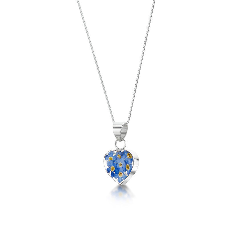 Shrieking Violet Forget-Me-Not Pendant Necklace - Heart